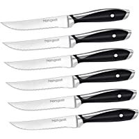 Homgeek - Juego de cuchillos resistentes de hoja fina para carne- 6 unidades- acero inoxidable alemán X50Cr15- color…